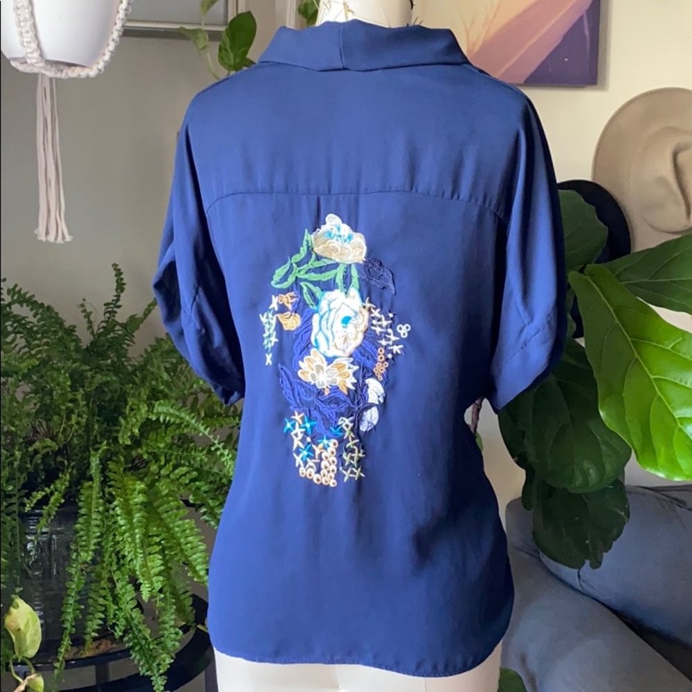COPY - ZARA floral back embroidered blouse